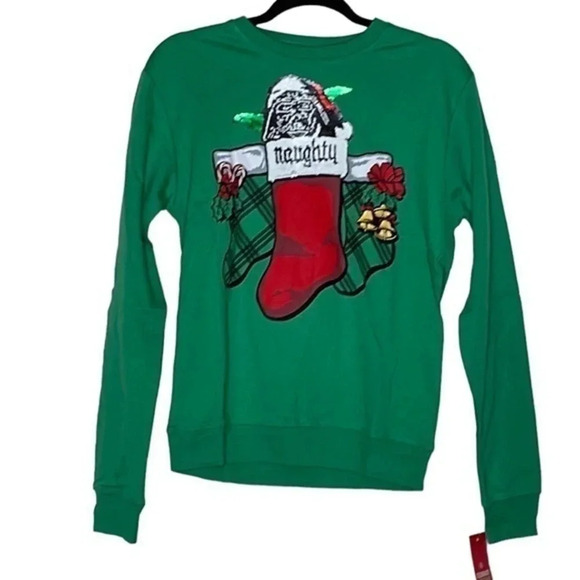 NWT Star Wars Naughty/Nice Yoda Sweatshirt Medium (M) - Picture 1 of 7